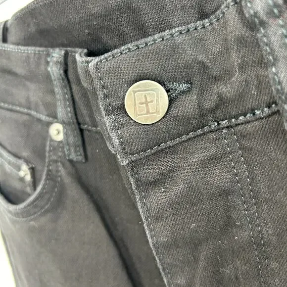 ksubi Chitch Laid- Back Skinny Denim Jeans in Black Red Crosses Size 30